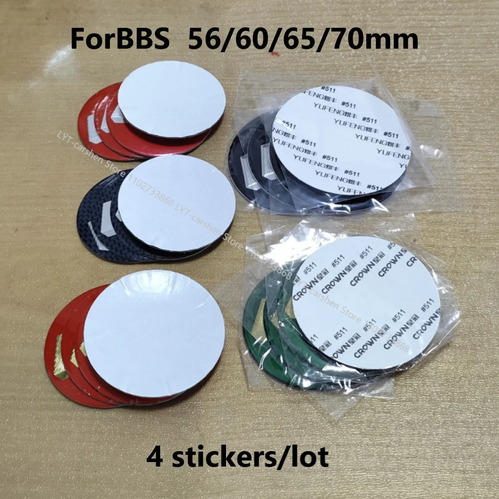 

4pcs Curved Surface Stickers [56/60/65/70mm] Car Wheels Center Cap Hub Stickers for BBS 0924 Center HubCap Sticker Accessories