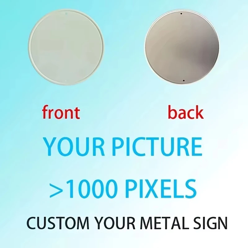 Personalized Custom Round Metal Tin Sign, Upload Your Image Logo Text, Black White Border Circular Aluminum Plaque Pre-drilled H
