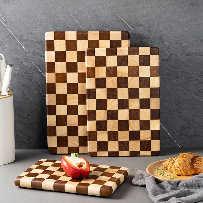 

Creative checkerboard grid Cutting board household mosaic chopping board kitchen auxiliary food board fruit solid wood case plat