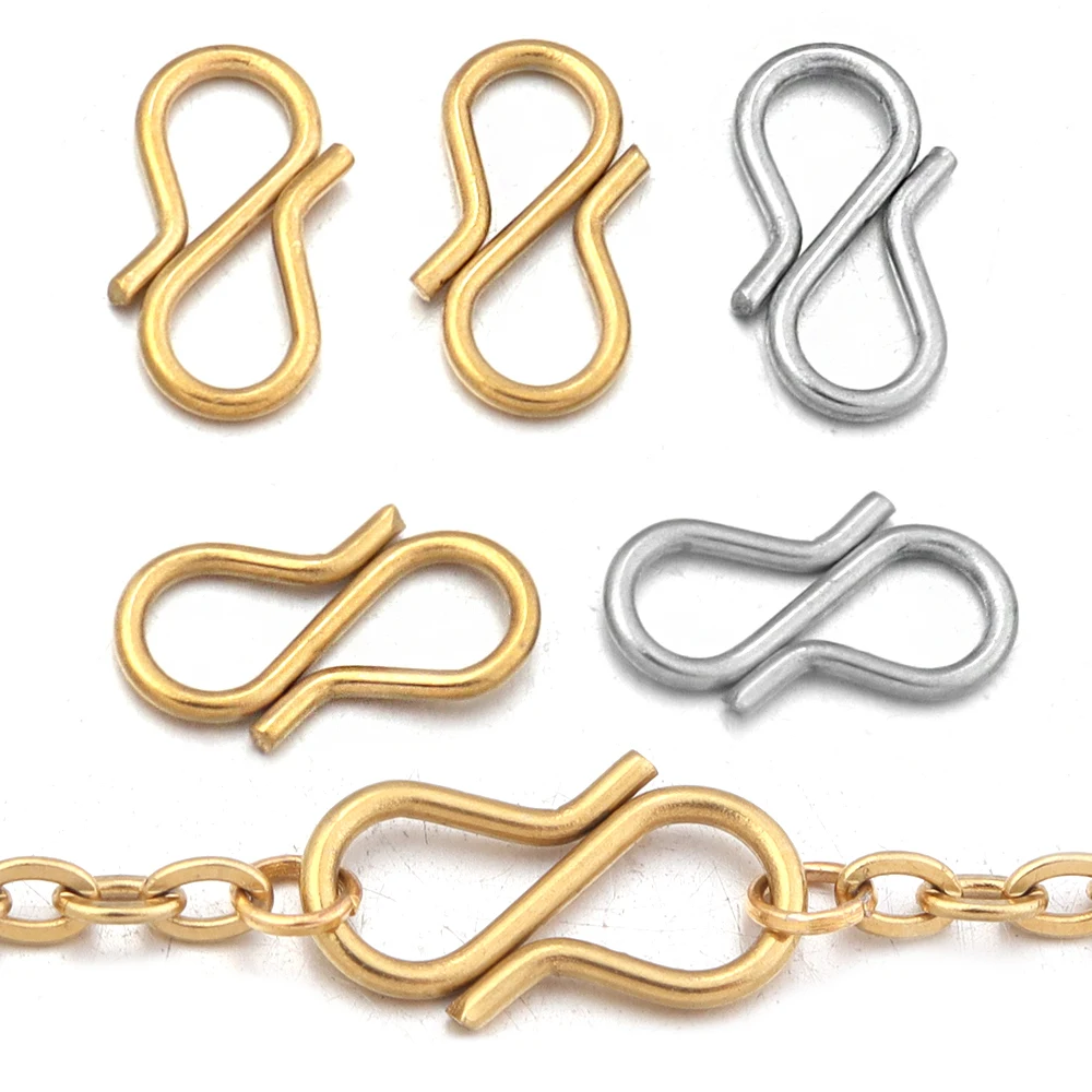 30pcs/Lot 7x13mm Chic Letter S Buckle Clasps DIY Necklace Gold Plated Stainless Steel Clasp Hooks Connectors for Jewelry Making