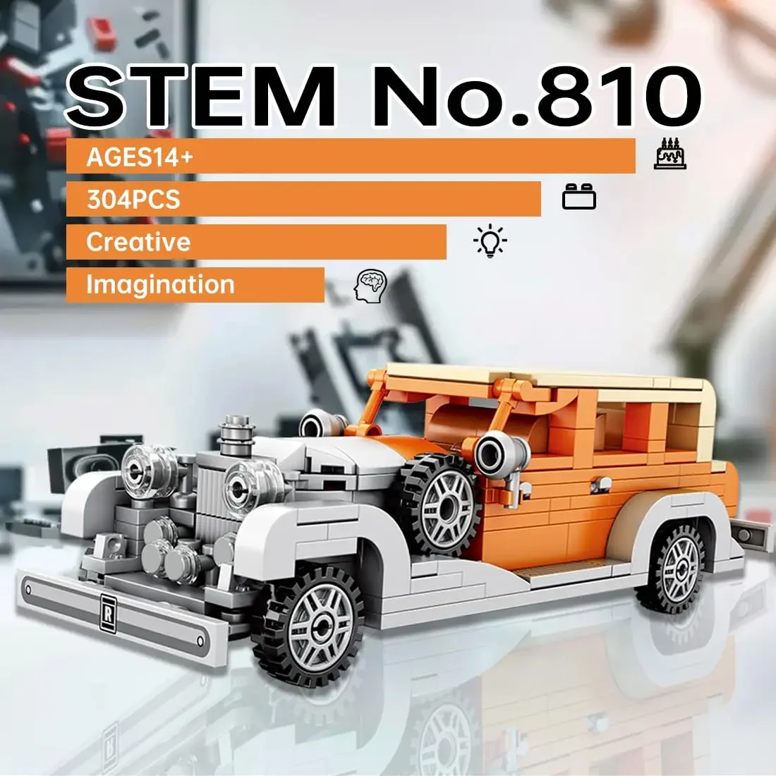 

304PCS Phantom Roadster Building Block Creative City Vehicle Diy Car Model Bricks Desktop Display Toys For Kids Holiday Gifts