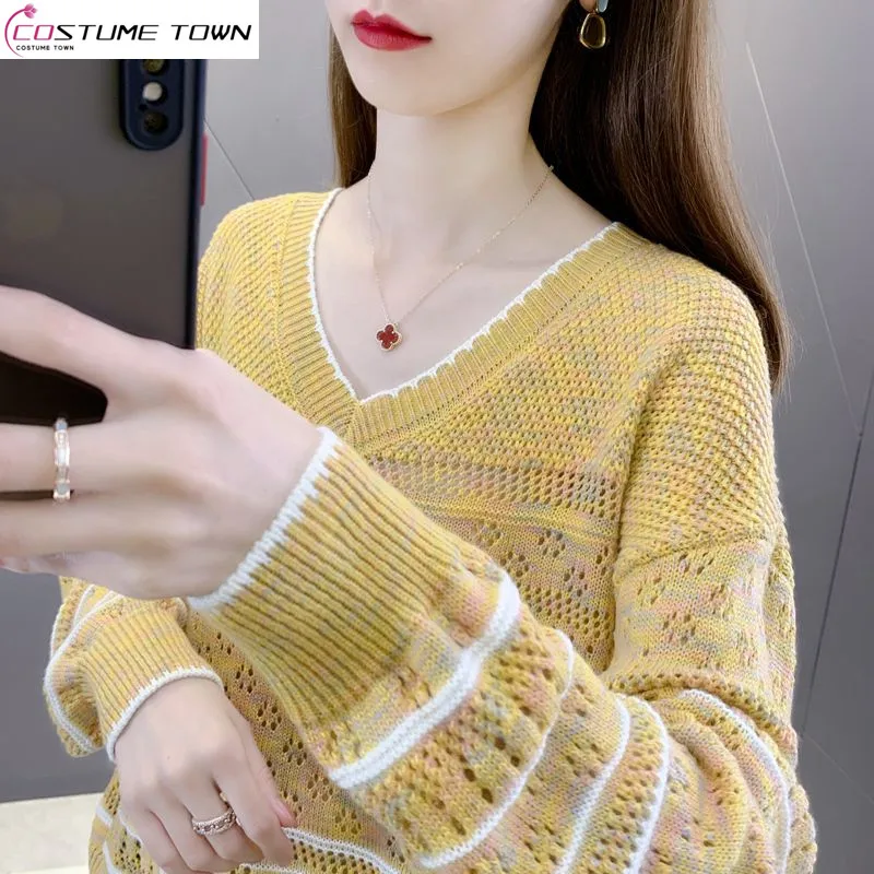 2023 Early Spring New Hollow Out Small Fresh Sweater Women's Temperament Top Spring Knitted Bottom Shirt Thin Style