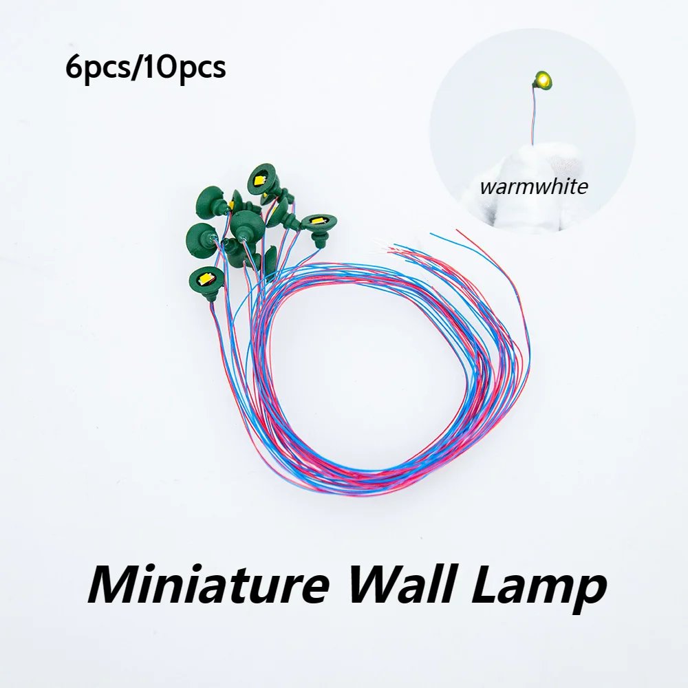 6Pcs/10Pcs Miniature Wall Lamppost Street Light Model Railway Train Lamp Led Ceiling Lights Suitable Oo/ho Scale for Diorama