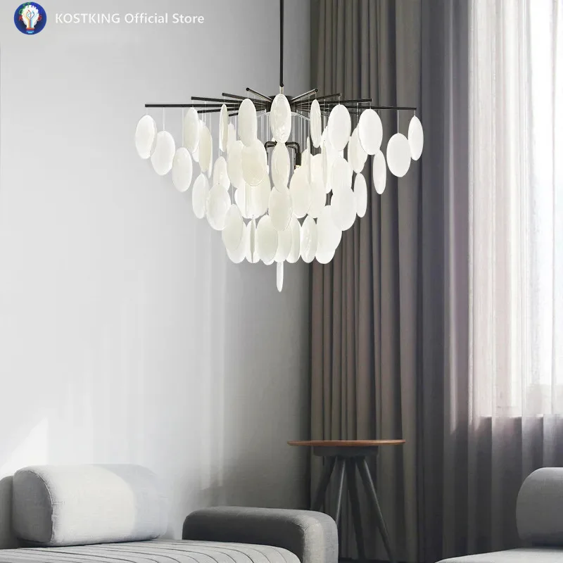 

Modern Pendant Chandelier Light Black For Bedroom Dining Room Living Kitchen Table White Glass Crystal Ceiling Chandelier