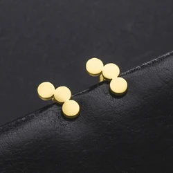 Skyrim New In Mini Round Stud Earring for Women Stainless Steel Gold Color Geometric Ear Studs 2024 Trendy Jewelry Wholesale