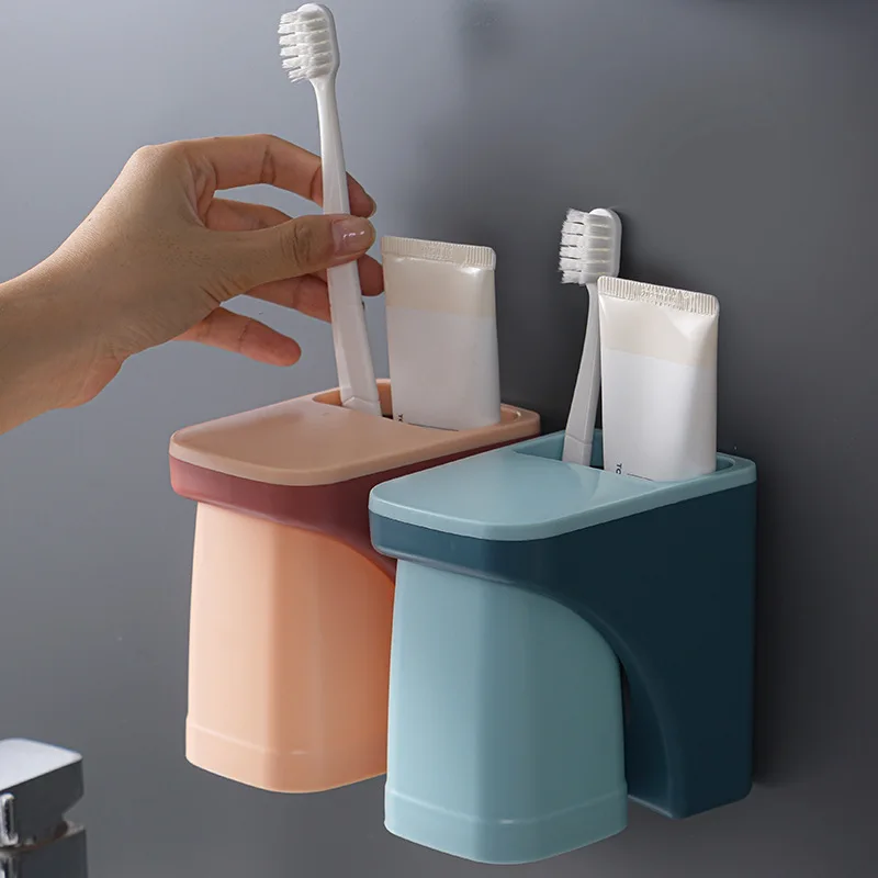 Multifunction Toothbrush Holder Adsorption Inverted Cup Wall Mount Toothpaste Tooth Brush Storage Rack Bathroom Accessories Set