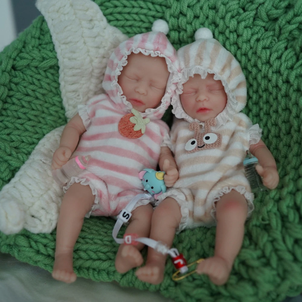 Reborn Baby Doll 16cm Soft Mini Twins Baby Doll Full Body Soft Silicone Reborn Doll Newborn Doll Toy Birthday XMAS Gifts