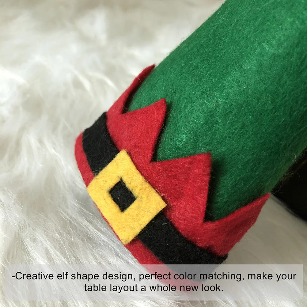 

6Pcs Breathable Tableware Bags Non-Woven Fabric Reusable Elf Style Cutlery Pouches Christmas Decorations Silverware Storage Bags