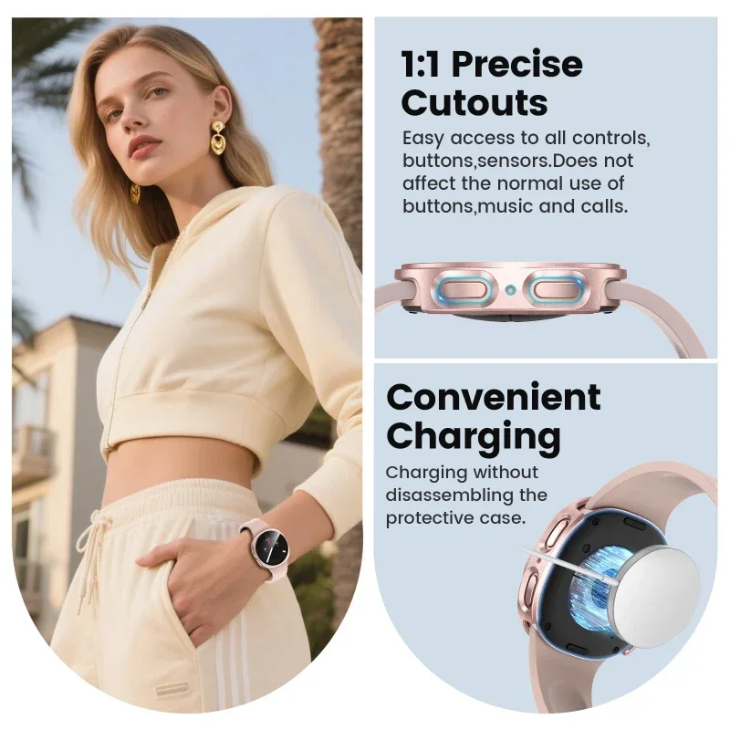 Gehärtetes Glas + PC-Hülle für Samsung Galaxy Watch 8/9 44mm/40mm Vollständig abdeckende Schutzhülle für Galaxy Watch 8 Zubehör – Detail 14