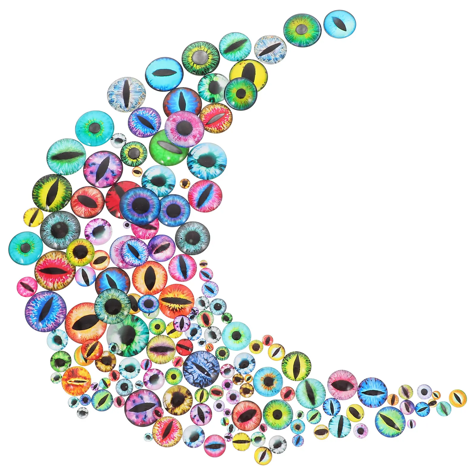 160Pcs Glass Eyes Cabochons Colorful Convex Realistic Flat Back Gems for Clay Sculptures Jewelry Crafts Eye Glass Cabochons