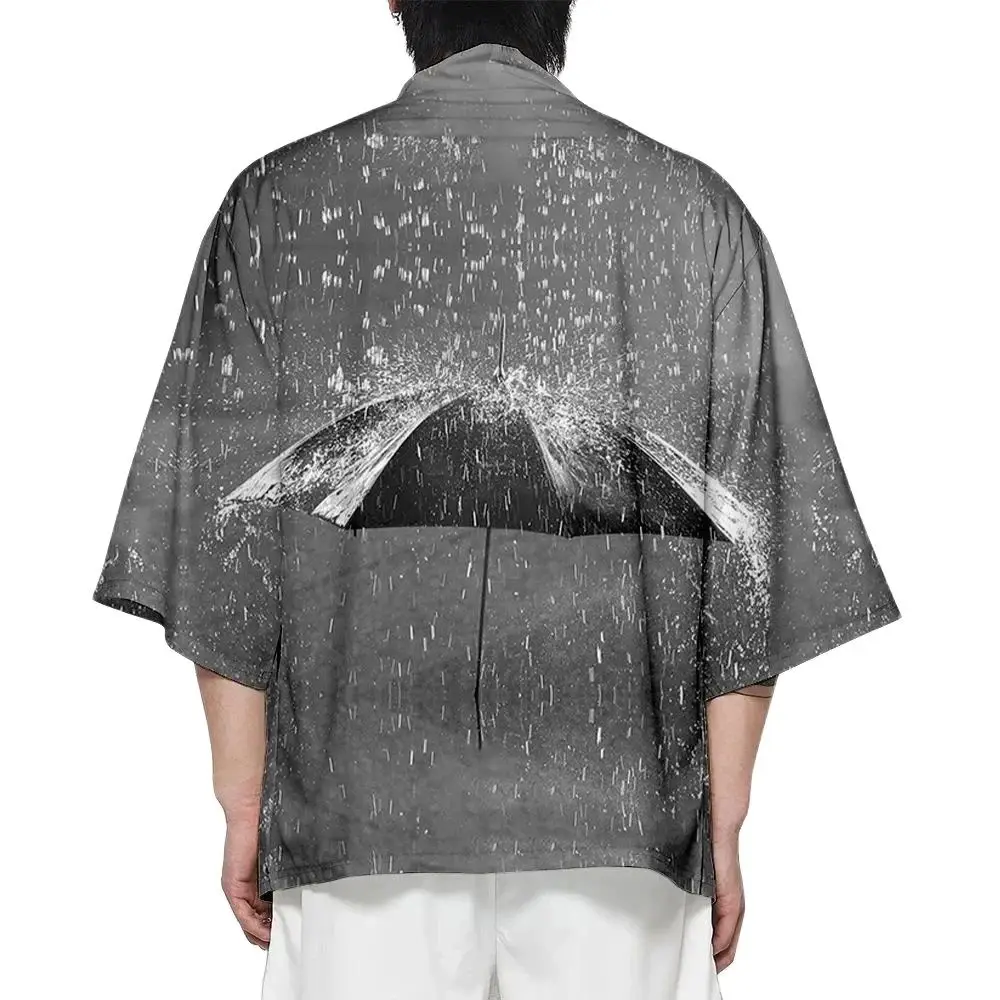 

Summer Raindrop Print Kimono Funny Hawaiian Shirt Beach Tops Bathrobe Fashion Loose Kimono Yukata Japanese Clothes Unisex Haori