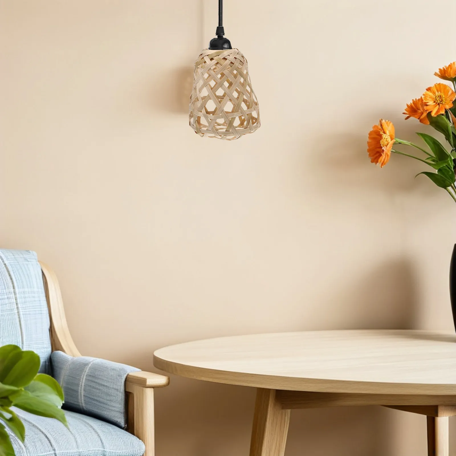 4Pcs Rustic Bamboo Lampshade Woven Lamp Shade Cover Pendant Light Replacement Lamp Accessory for Home Hotel Restaurant