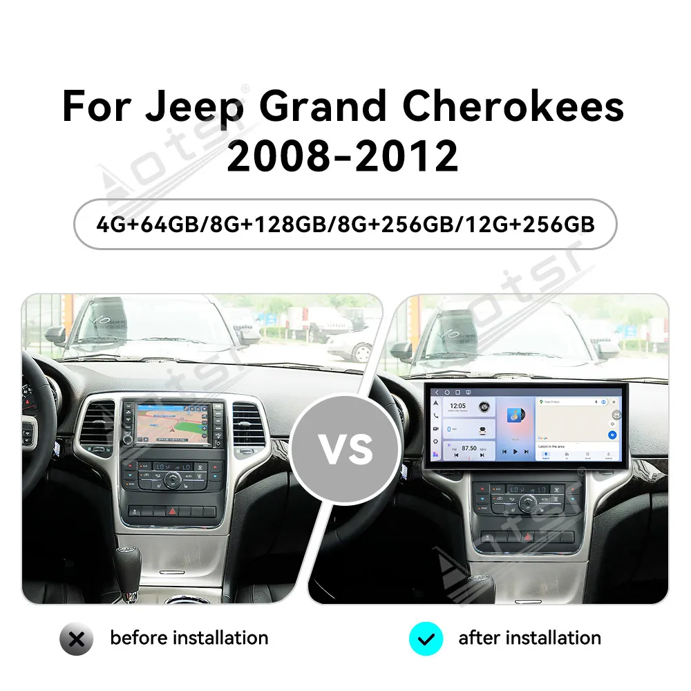 CarPlay 15.8’’ Android 15 For Jeep Grand Cherokees 2008-2012  Car gadgets Car GPS Navigation HD Screen Multimedia Player Head