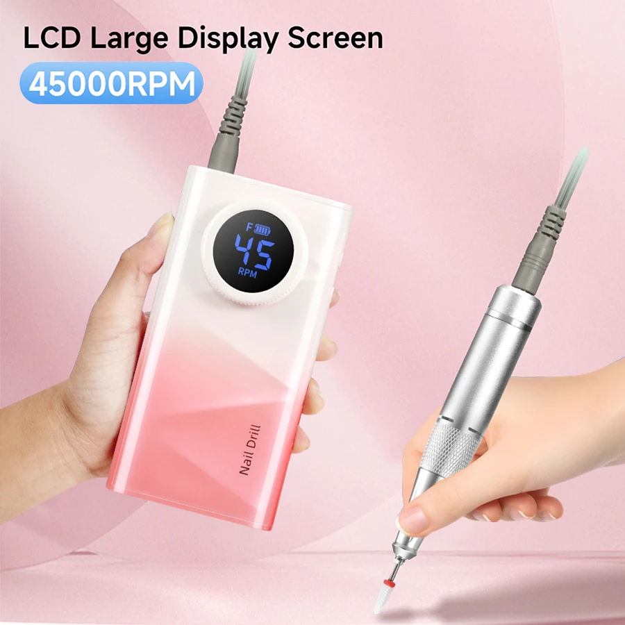 Cosprysmal 45000RPM Rechargeable Nail Drill, Cordless Electric Nail File for Gel Removing, Salon & Home Use for Pros & Beginners
