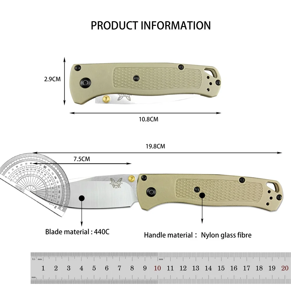 Military Portable BM 200 Puukko Fixed Knife D2 Blade Rubber and Plastic Handle with Leather Sheath Combat Tactical EDC Tools