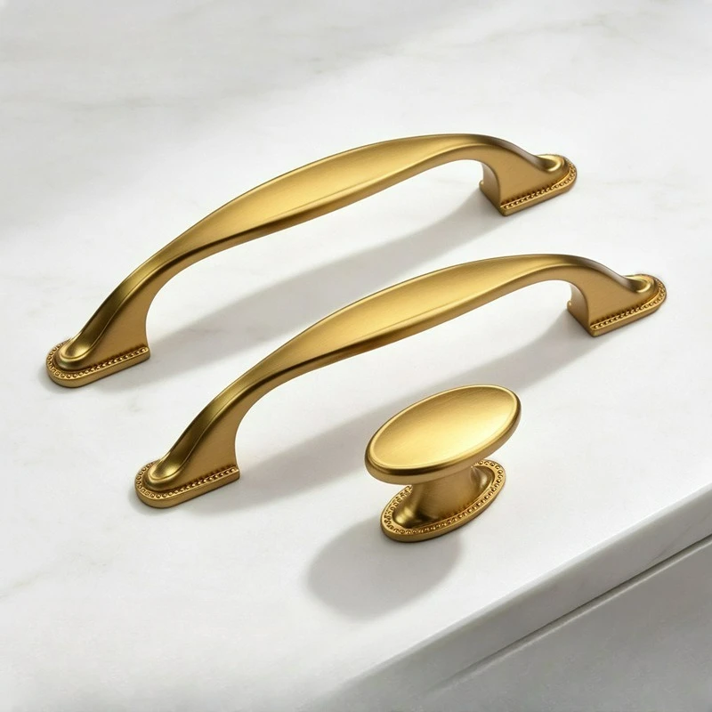 Simple Gold Bedside Wardrobe, French Style Cabinet, Furniture Handle