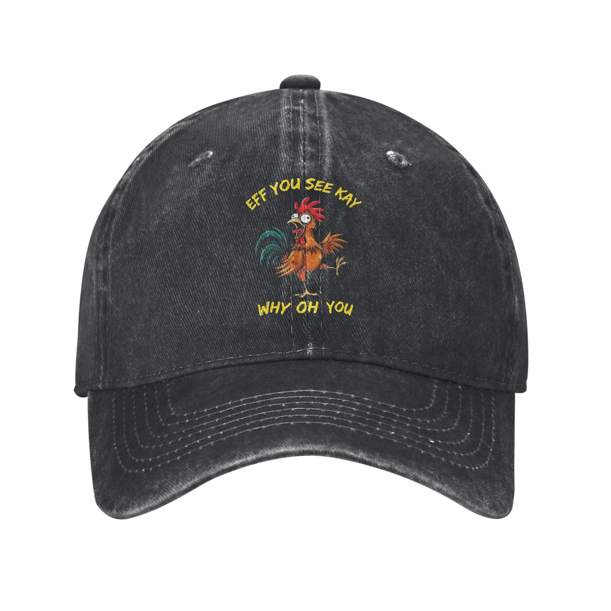 Washed Baseball Cap Eff You See Kay Why Oh You Retro Cute Chicken Yoga Funny Summer Trucker Hat For Men Adult Sun Baseball Caps