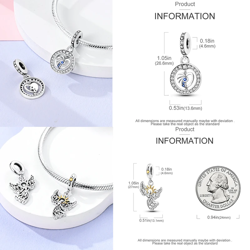 925 Sterling Silber Charm-Perlen Tagebuch Film Haus Sonne Mond Flugzeug Reise Kaffee DIY Armband Halskette Schmuck Geschenk für Frauen – Detail 23