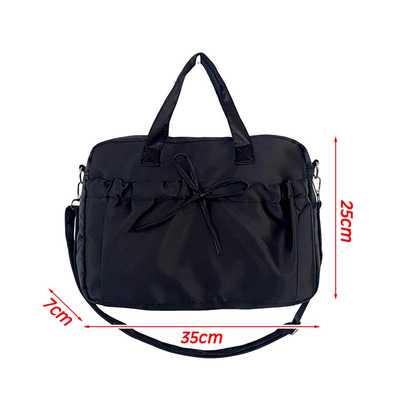 New Lightweight Casual Nylon Crossbody Bags Fresh Gentle Bow Design Travel Bag Solid Color Soft Large Capacity Women's Tote Bag