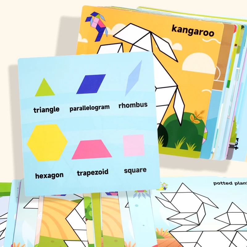 Holzkiste Blöcke Puzzle Denksportaufgaben Spielzeug Tangram Puzzle Intelligenz Bunte 3D-Blöcke Montessori Pädagogisch