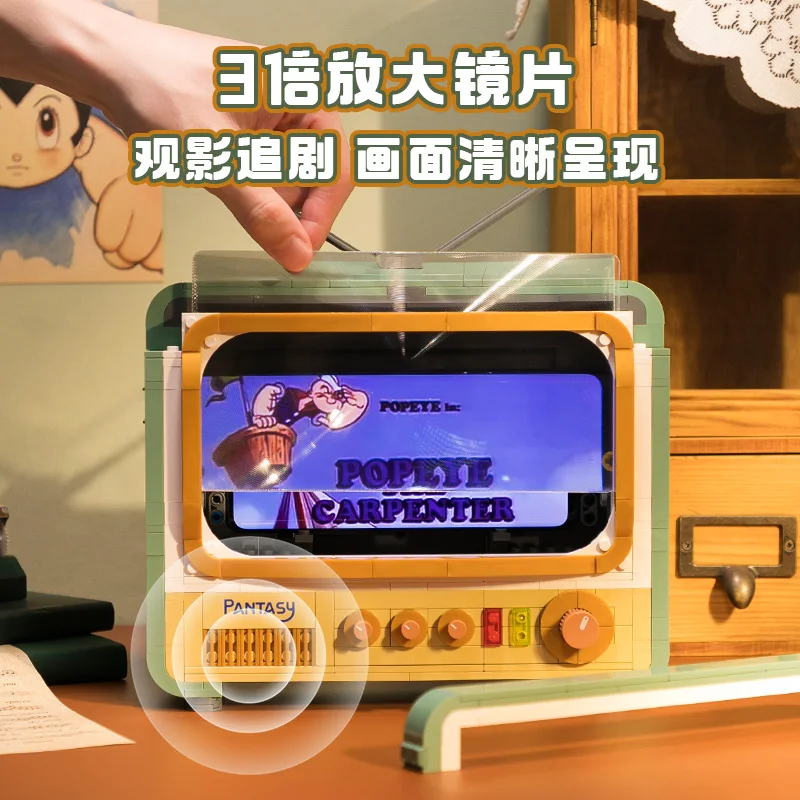 Blocs de pantie authentiques, ensemble TV Vintage, blocs de construction éducatifs pour enfants, jouet, affichage créatif