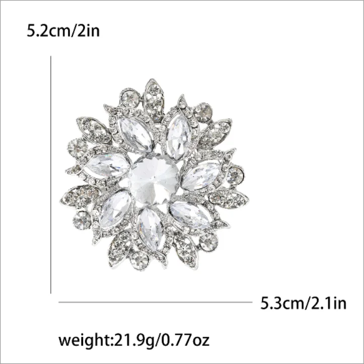Anmutige Luxus-Kristall-Broschen mit runden Blüten für Damen, trendige Zirkon-Anstecknadeln, Schmuck für Party, Büro, Anzug, Dekoration, Festivalgeschenk – Detail 8