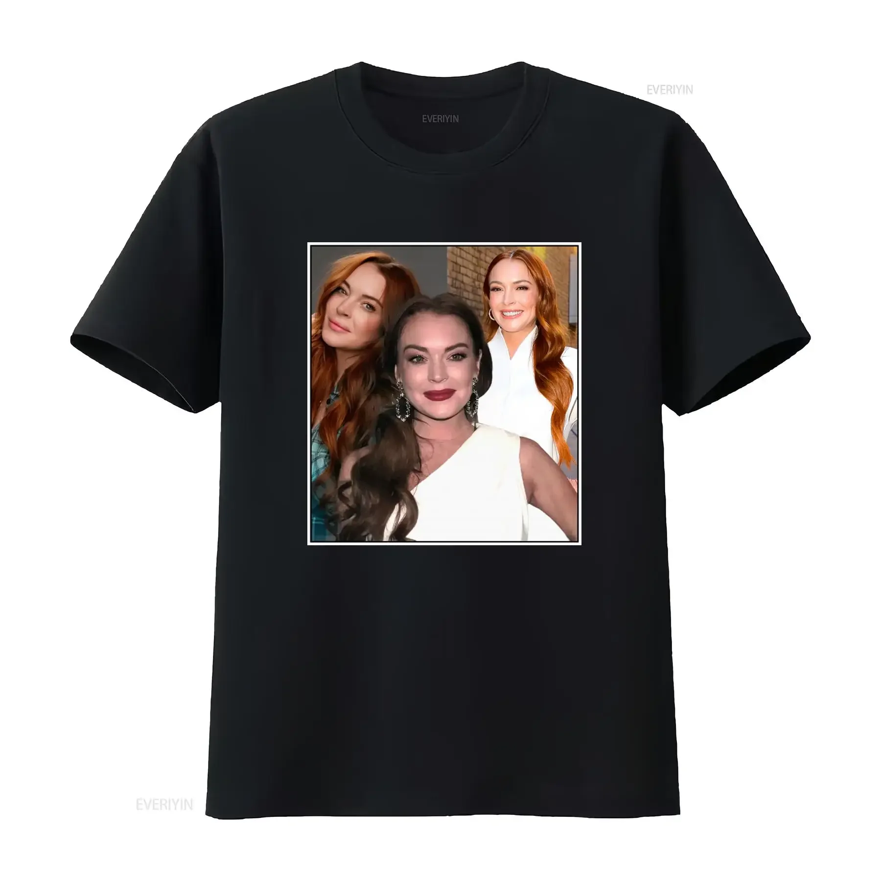 LINDSAY LOHAN T Shirt Vintage Print for Fashion Forward Style vintage Washed Stretched Comfortable Casual homme Unisex Slightly