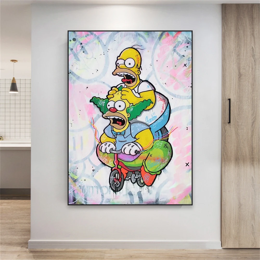 Disney Movie The Simpsons Poster Graffiti Art Funny Canvas Painting Print Minimalist Watercolor Pop Street Wall Home Decor