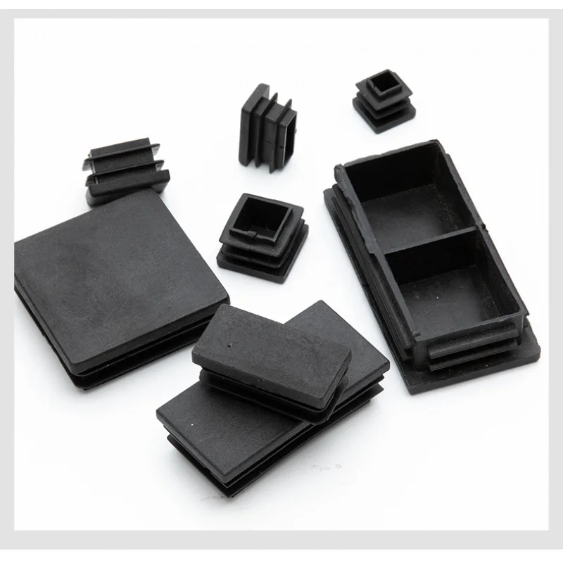 Tapón Cuadrado de plástico negro para muebles de sala de estar, tapón de inserción de tubo, 2/4/10 piezas, 10x10 ~ 100x100mm