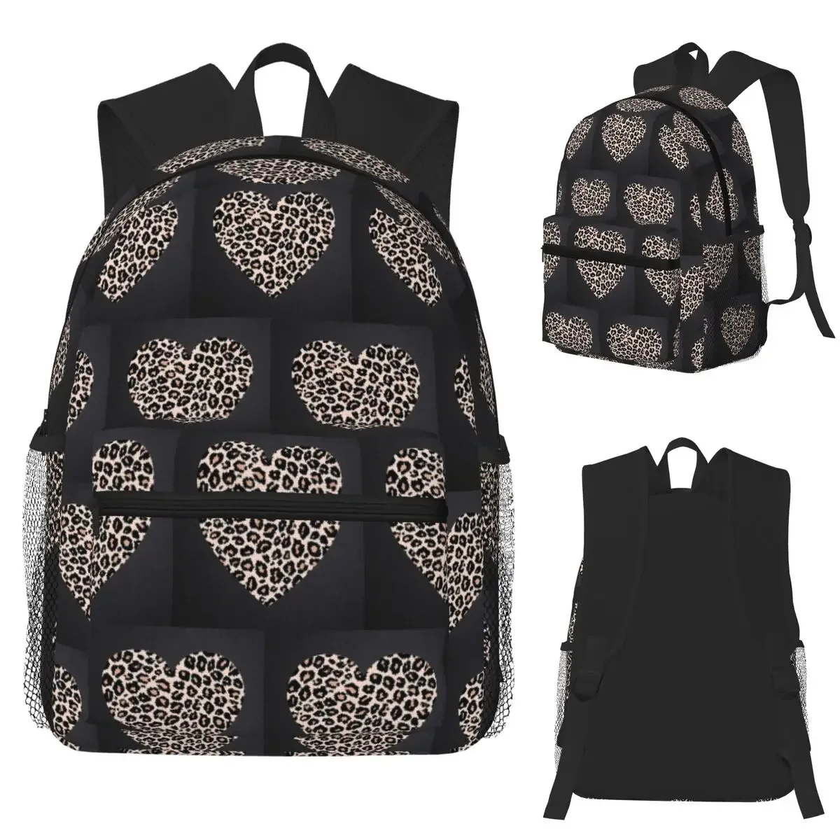 

Студенческий рюкзак с принтом сердца гепарда, школьная сумка, походный дорожный рюкзак для мальчиков и девочек, сумка для книг, сумки на плечо