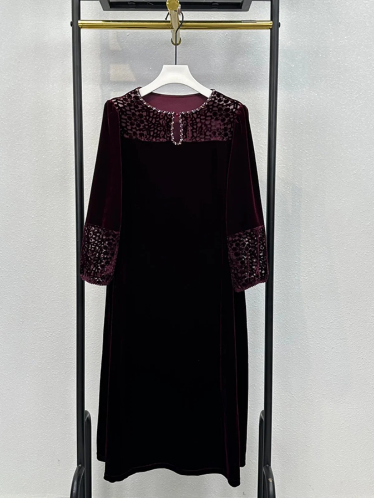 

Silk Velvet Dr Ele Faionable Spring Autumn New Arrival plus Size High End Feeling Mommy Dr Ele Sle