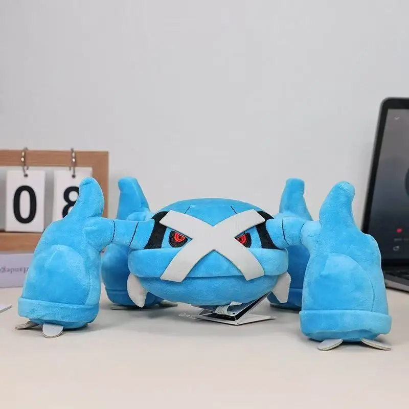 30cm Poseable Metagross Plush Pokemon Steel Crab Stuffed Toy with Bendable Skeleton Large Collectible Doll Gift for Fans