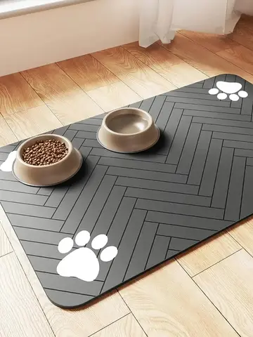 Pet Feeding Mat-Absorbent Pet Placemat Rubber Backing Quick Dry Water Mat for Dog Cat for Food and Water Bowl with Waterproof