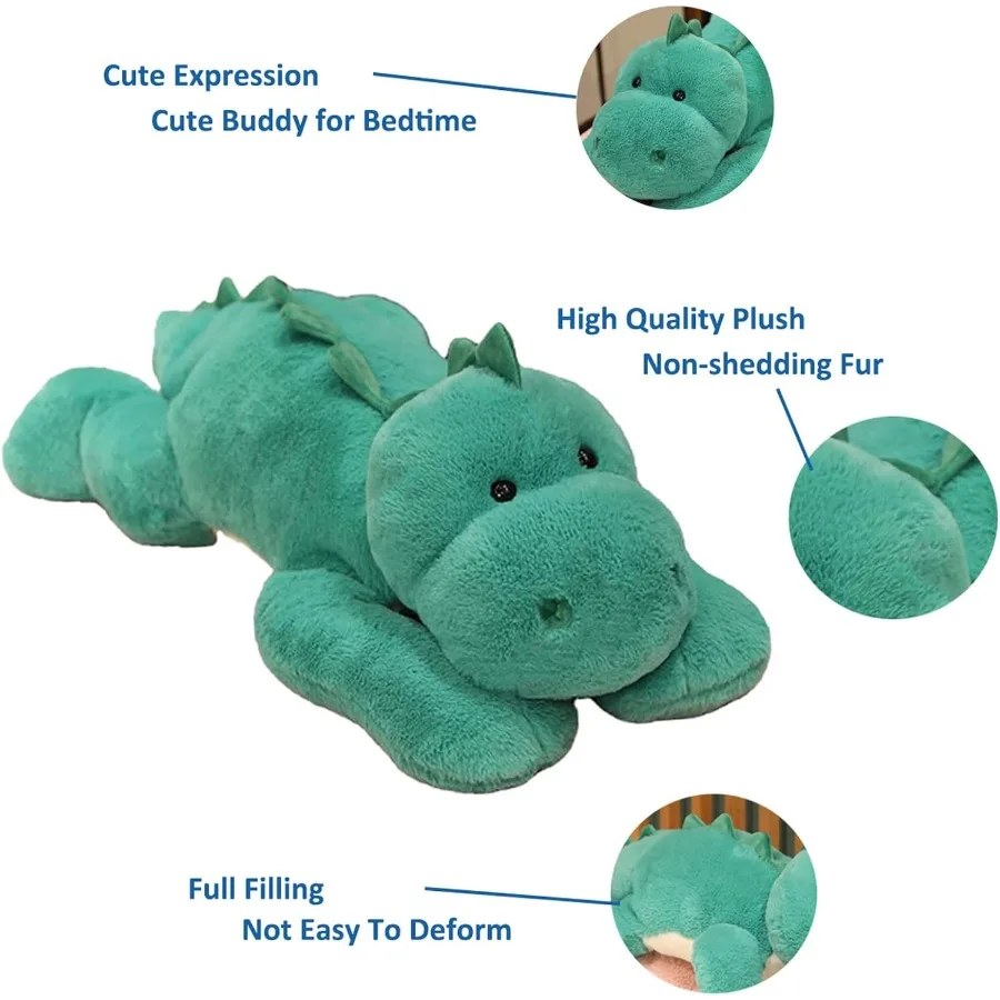 Giocattolo di peluche di dinosauro ponderato Cuscino di peluche da 11,8 pollici Regalo per ragazze dei ragazzi Materiale in morbido pile Calmante Colore blu S