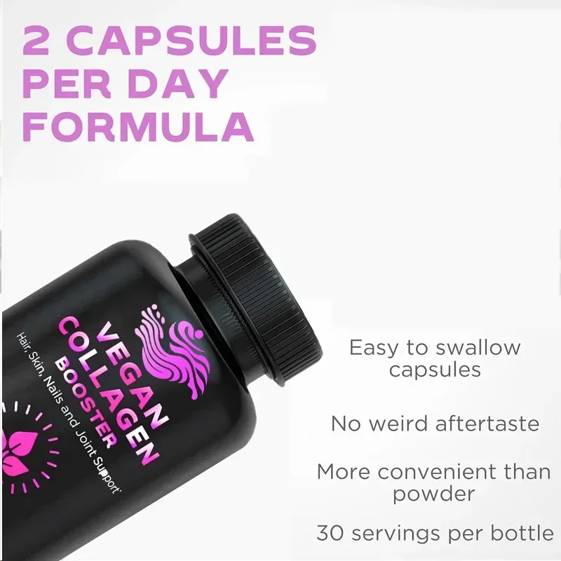 Collagen Booster - Plant Collagen Supplement - Hair, Skin, Nails, and Joints - Contains Hyaluronic Acid 60 Capsules Vegetarian