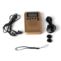 Mini Dual Band Pocket Radio AM FM Portable Radio LCD Display Receiver Stereo for Walking Hiking Camping With Speaker Headphone