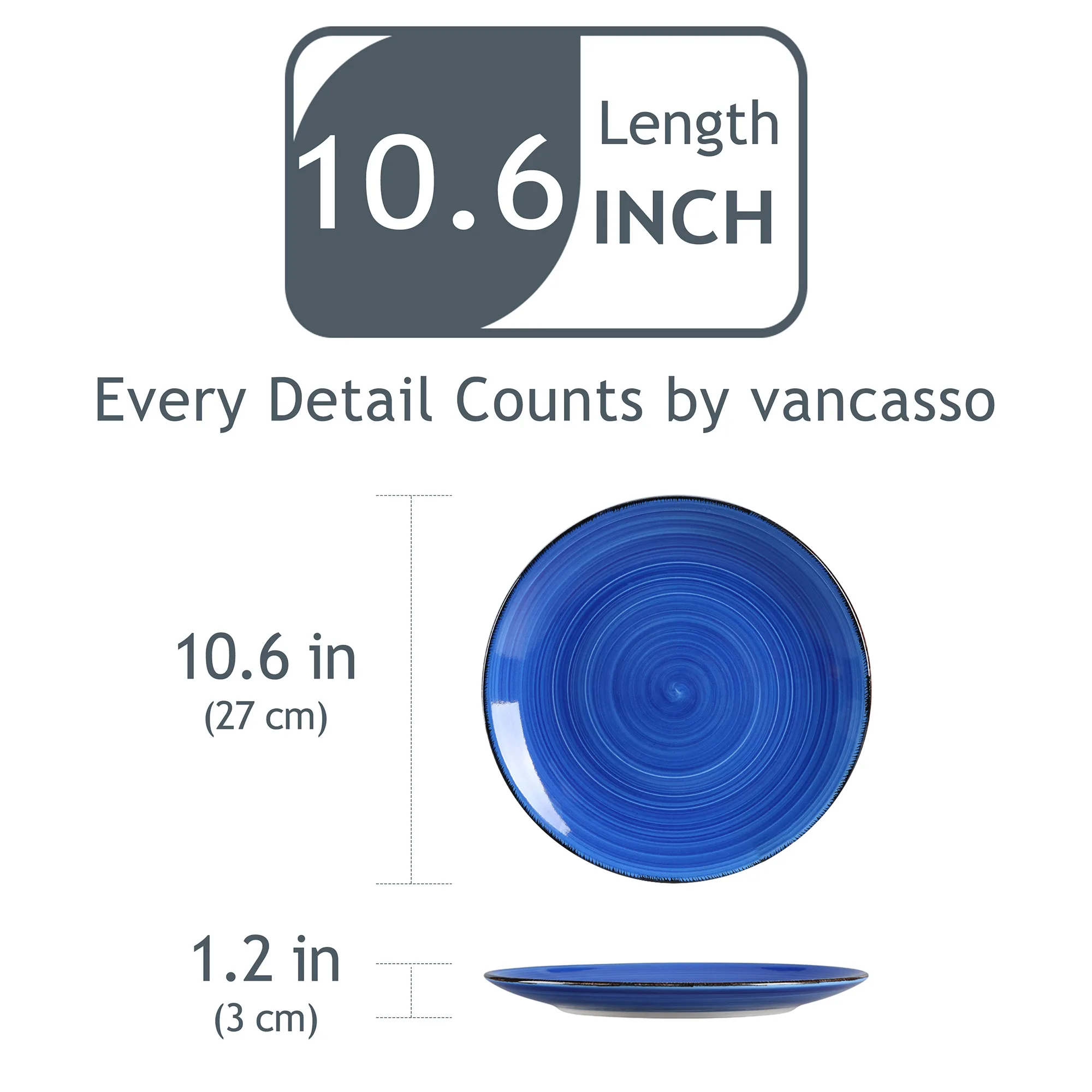 vancasso Bonita Multicolour 10.4 inch Dinner Plate Set of 6, Handpainted Big Plate Set in Rustic Look, 26.5cm Serving Plate for