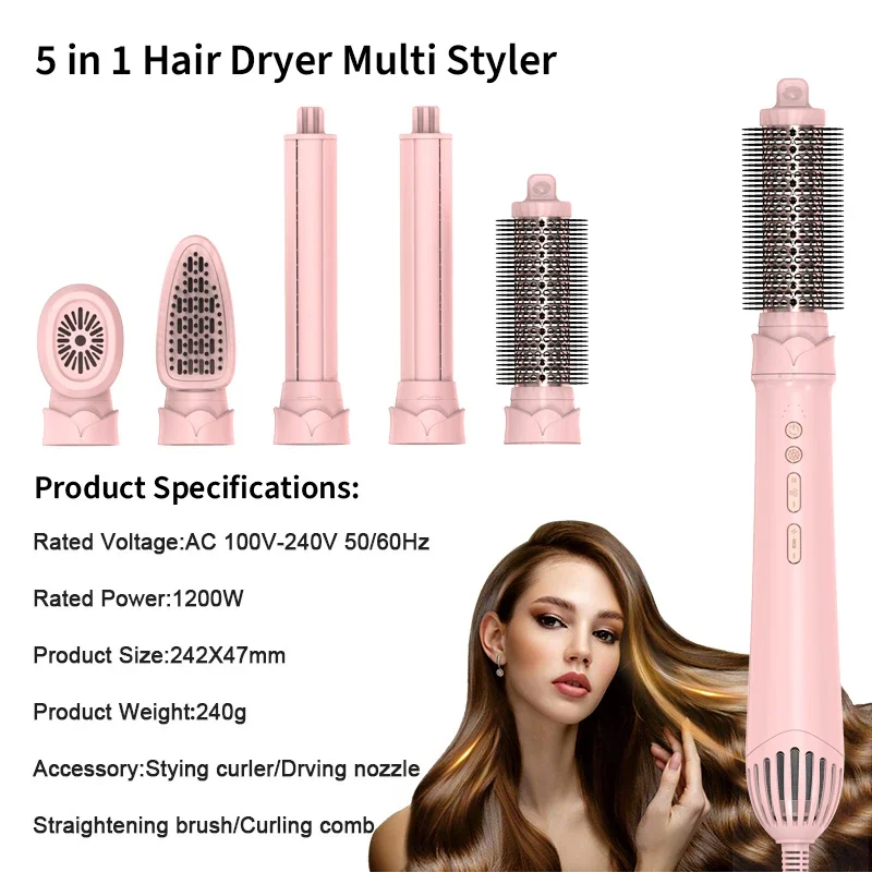 Professional 5 in 1 Air Wrap Hair curler Automatic Rotating Multi Styler Complete Long Airwraps Curling Irons Blow Dryer