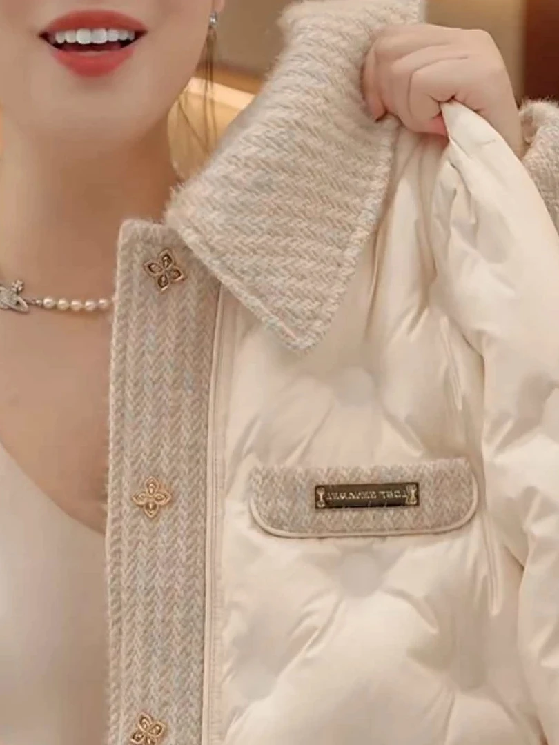 

Легкая утепленная хлопковая куртка для женщин, модное зимнее пальто с отложным воротником, наполненное искусственным пухом.