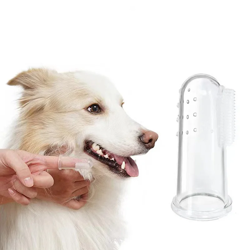 Pet Silicone Finger Toothbrush With Finger Cover For Dog & Cat Oral Cleaning Supplies