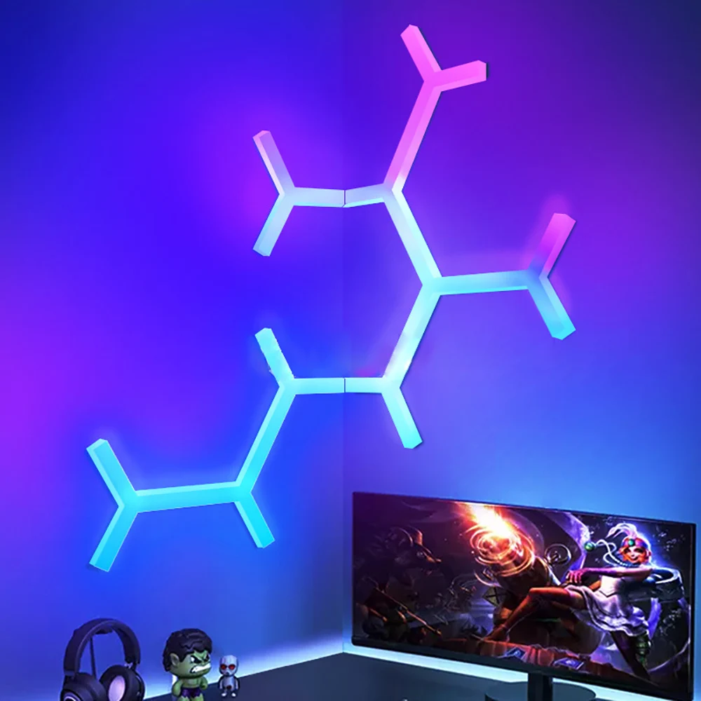 Smart Quantum Lamp Tuya WIFI APP Music Rhythm Control Splicing Ambient Lights LED Night Light For Game Room Bedroom Decoration