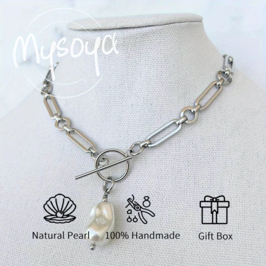 

MYSOYA 14-16 мм натуральный белый жемчуг в стиле барокко, ожерелье, разноцветные варианты с подарочной коробкой, идеальный подарок на день рождения, свадьбу