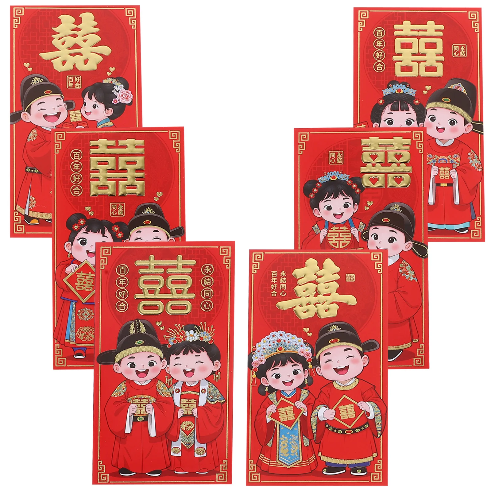 

6 шт. свадебных красных конвертов, традиционные китайские конверты для денег, уникальный праздничный дизайн, многоразовые украшения для вечеринок