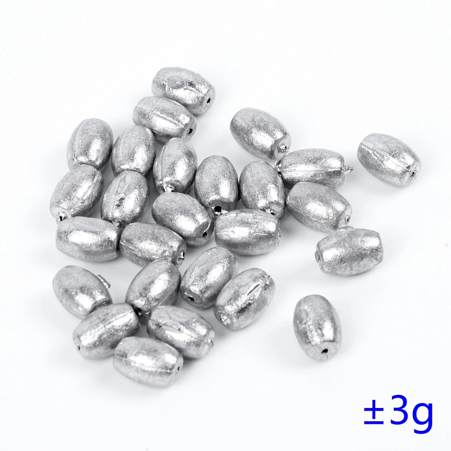 50Pcs Fishing Olive Shape Rig Sinkers Angling Weight Split Shot ±0.35-8g Fishing Weight Sinker Fishing Tackle Tool Accessories