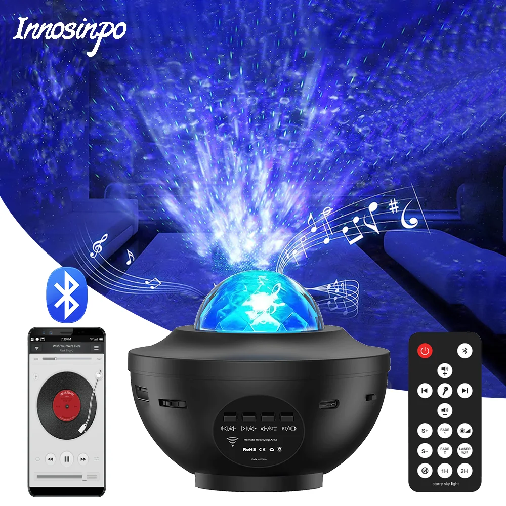 

Starry Projector Galaxy Night Light with Ocean Wave Music Speaker Sky Light Projector for Birthday Gift Party Bedroom Decoration