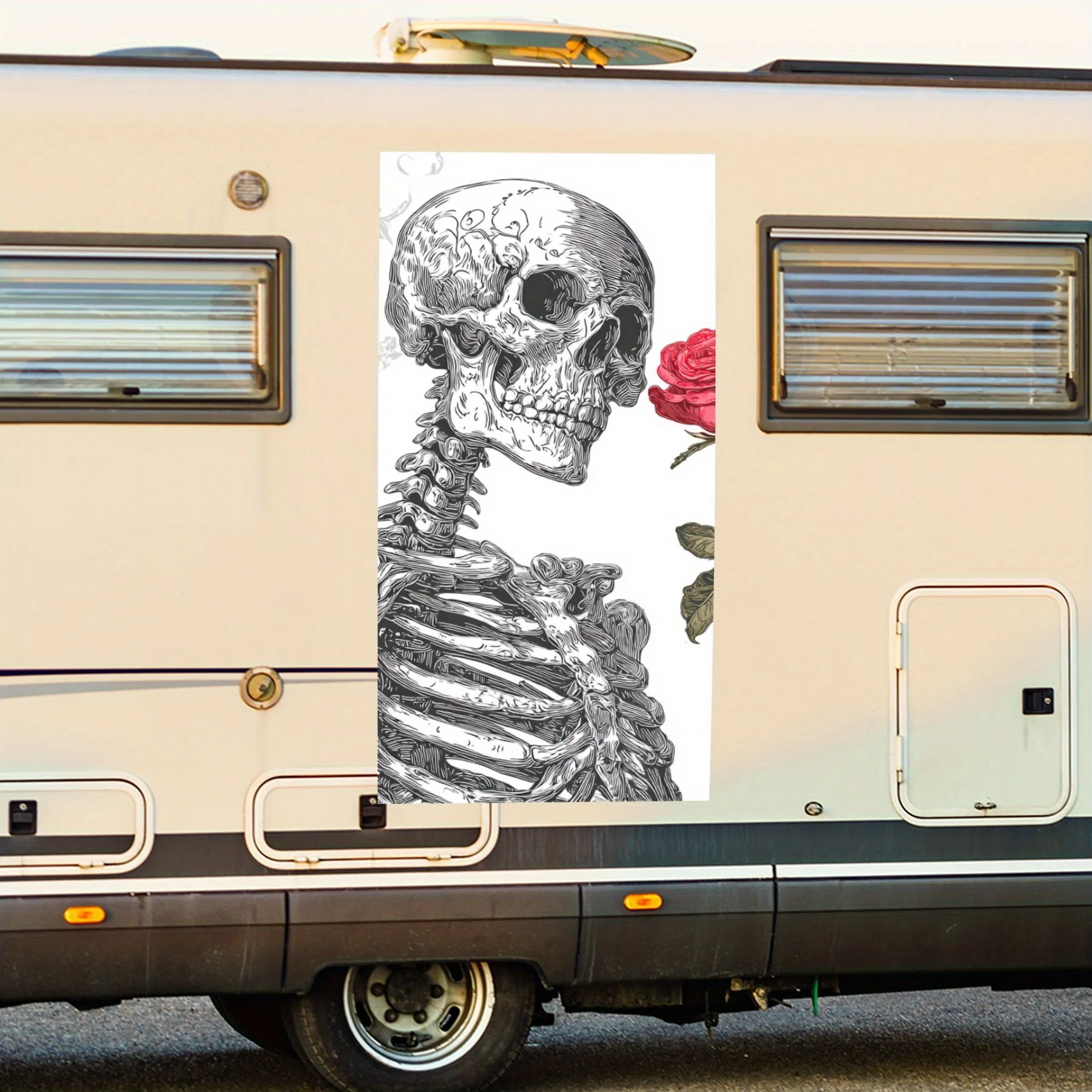 

Skeleton H - Vinyl Decal for RV Rear, Waterproof Self - Adhesive Vinyl Stickers for RV Tail and Bumper, Decoration - Protection