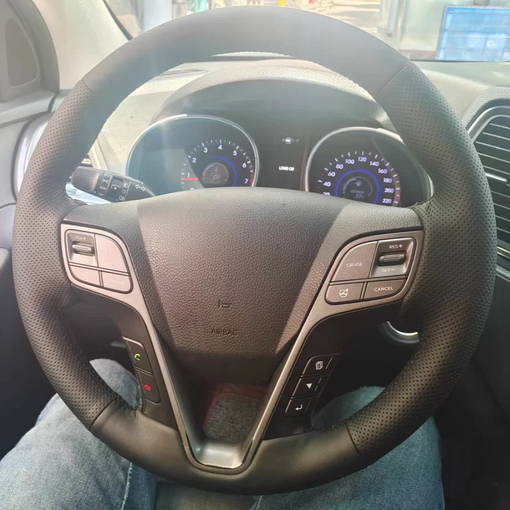 Pokrowiec na kierownicę samochodową ze sztucznej skóry do Hyundai Santa Fe 2013-2018 ix45 2013-2016 Akcesoria samochodowe