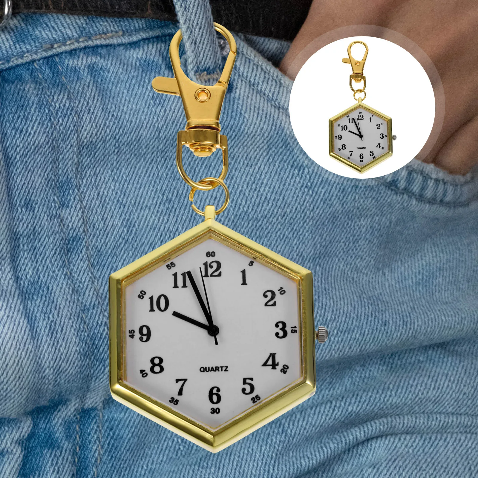 Reloj de cadena alta Reloj con colgante hexagonal creativo No es fácil de dañar Elegante regalo de cumpleaños para el día de la enfermera
