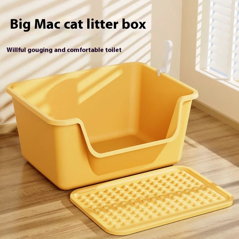 Litter Box Oversized Splash-proof, With Litter Pad And High Sand-proof Open Large Cat Toilet