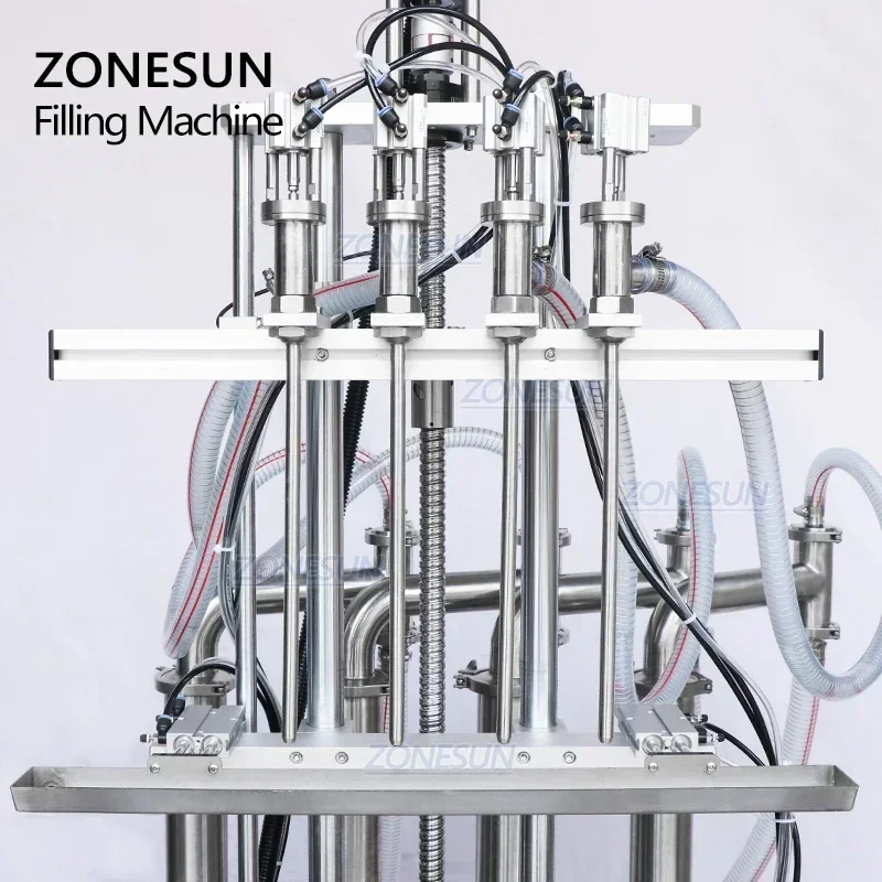 ZONESUN ZS-YT4T-4D 4 cabezales de buceo jabón espumoso botella de champú líquido máquina de llenado de pistón llenador de agua